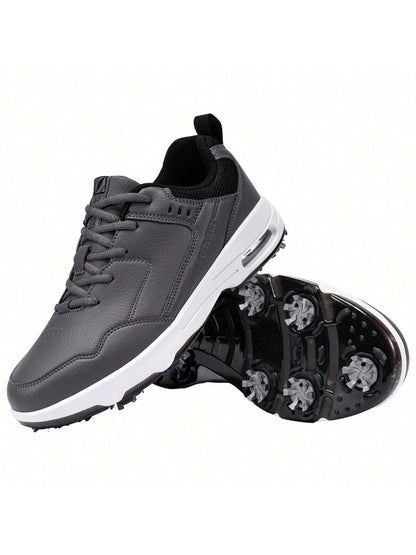 (Local Shipment)Men Golf Shoes +With Studs +Waterproof Men Sports Shoes Breathable Flexible Shoe Comfort Shock Men's Outdoor Competitive Golf Shoes