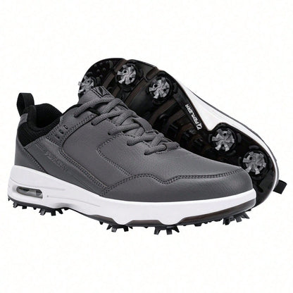 (Local Shipment)Men Golf Shoes +With Studs +Waterproof Men Sports Shoes Breathable Flexible Shoe Comfort Shock Men's Outdoor Competitive Golf Shoes
