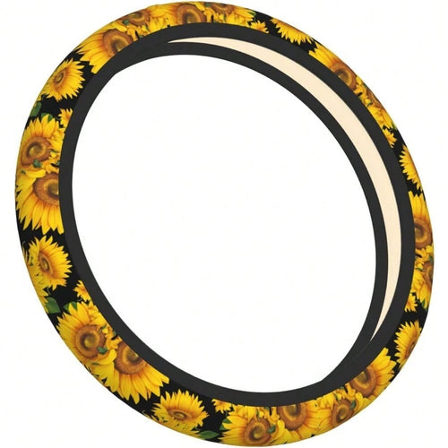 Local Shipping 2025 New 15in Universal Car Accessories Fit Cars, SUVs, Auto,Vintage Daisy Neoprene Steering Wheel Cover Anti-Slip Elastic Flower Floral Steering Wheel Protective Cover