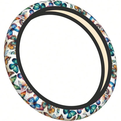 Local Shipping 2025 New 15in Universal Car Accessories Fit Cars, SUVs, Auto,Vintage Daisy Neoprene Steering Wheel Cover Anti-Slip Elastic Flower Floral Steering Wheel Protective Cover