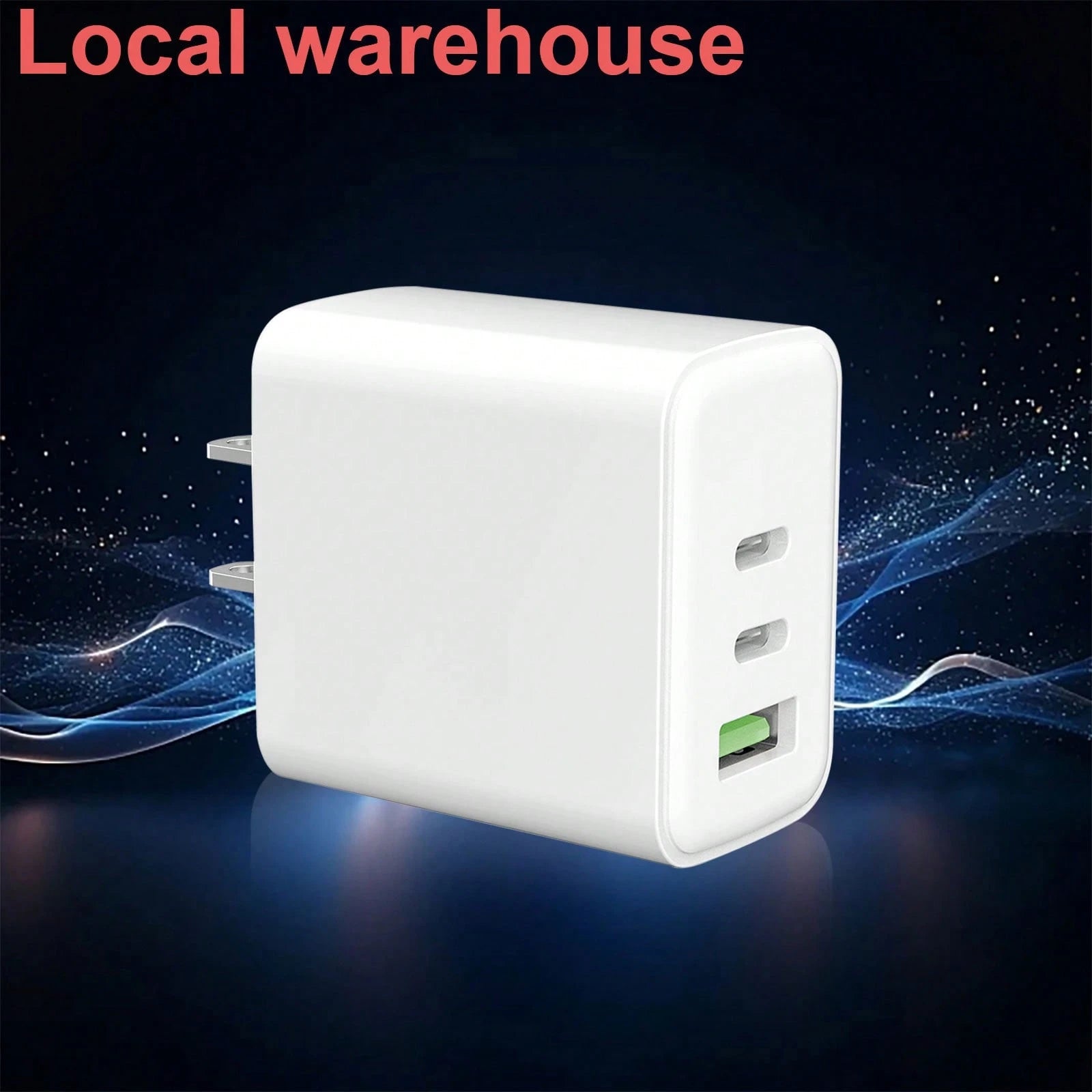 Local Warehouse 3-Port (2 USB-C + 1 USB-A) Wall Charger: Fast Charging With PD & QC For I Phone 16/15/14/13/12 Series Home Office Phone Charger Multi-Port High Output Power