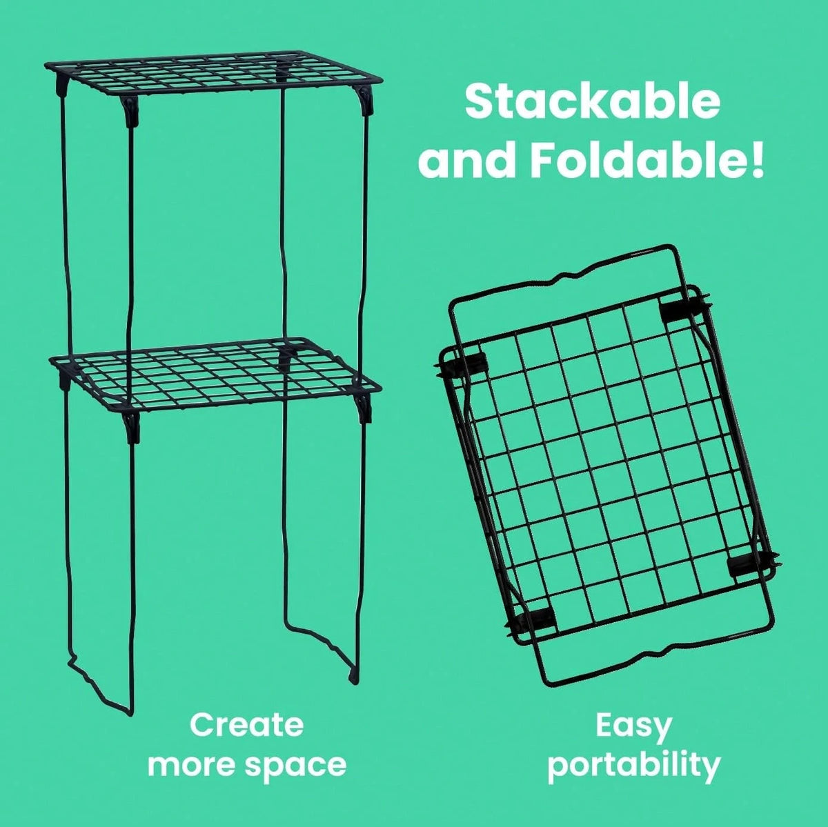 LockerMate Stac-A-Shelf Locker Organizer Shelf, Stackable, Extra Tall, Fits Standard Size School Lockers, Black