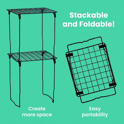 LockerMate Stac-A-Shelf Locker Organizer Shelf, Stackable, Extra Tall, Fits Standard Size School Lockers, Black