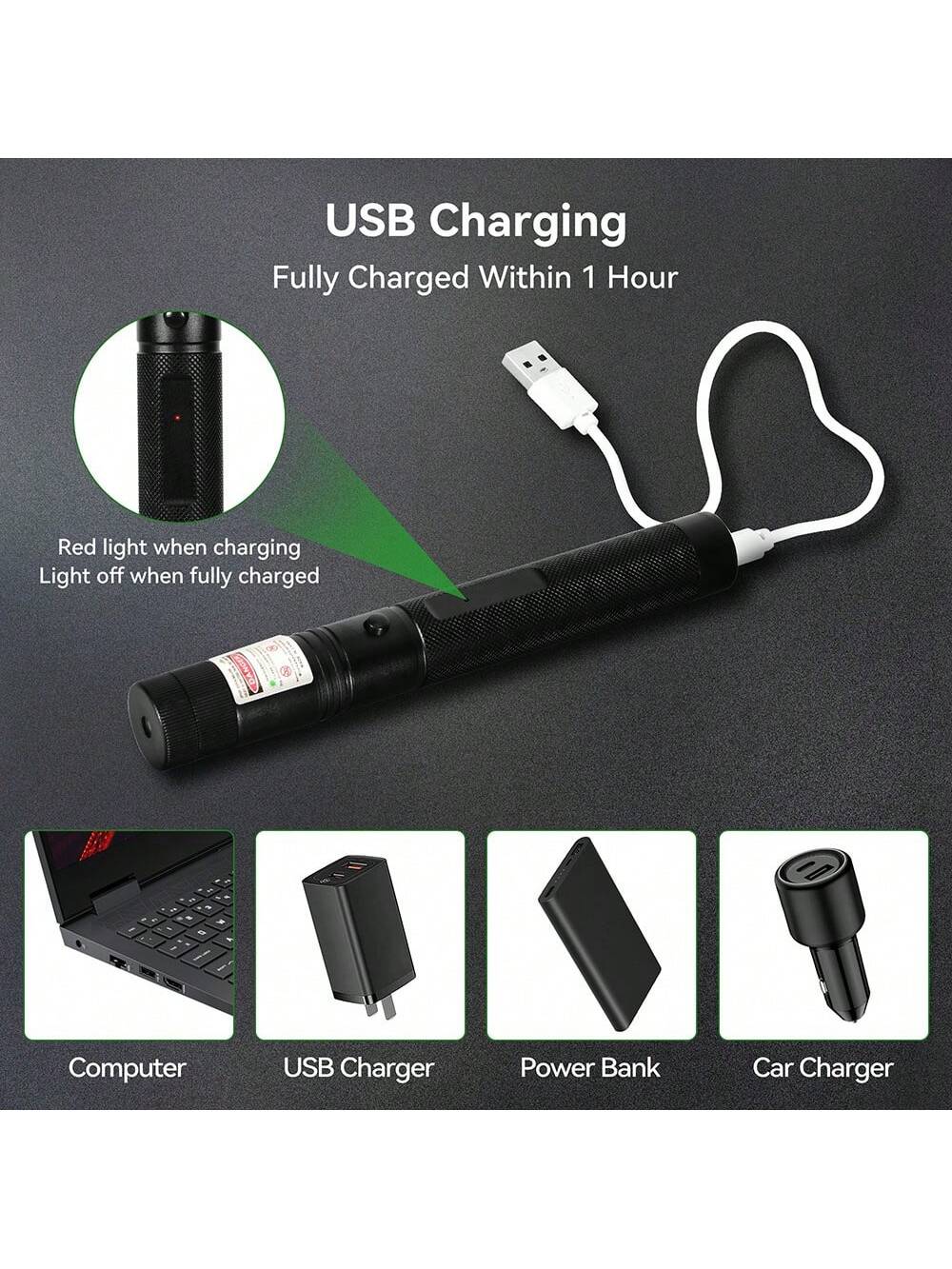 Long Range High Power Green Laser Pointer, [Upgraded Material] Laser Pen, [2000m] Rechargeable Green Laser Pointer, Suitable For Hiking, Cat Laser Toy, USB Rechargeable