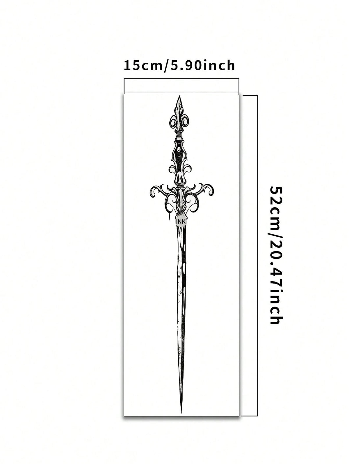 Long Sword Totem Tattoo| Waterproof Temporary Tattoo, Large Size Long Sword Pattern, "Unisex Large Fake Tattoo Stickers, Suitable For Theme Party Events, Body Painting, Black Tattoo Suitable For Wedd