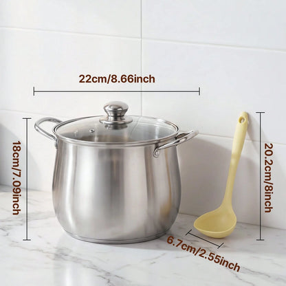 LOVEWE 304 Stainless Steel Induction Compatible Stock Pot With Glass Lid