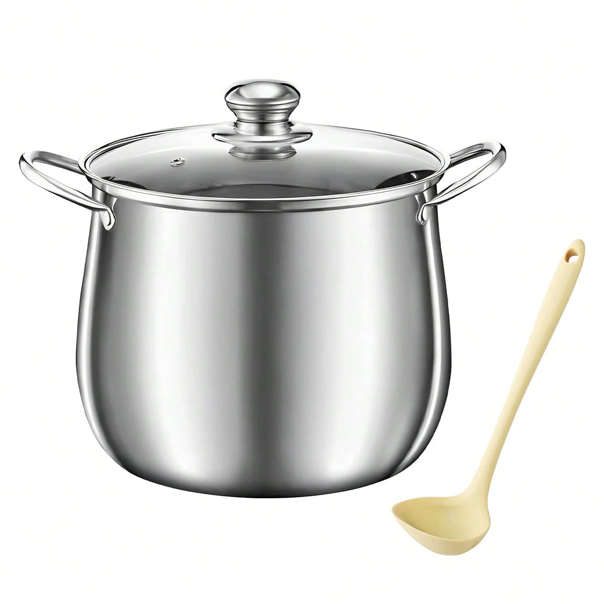 LOVEWE 304 Stainless Steel Induction Compatible Stock Pot With Glass Lid