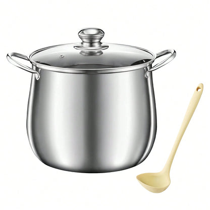LOVEWE 304 Stainless Steel Induction Compatible Stock Pot With Glass Lid