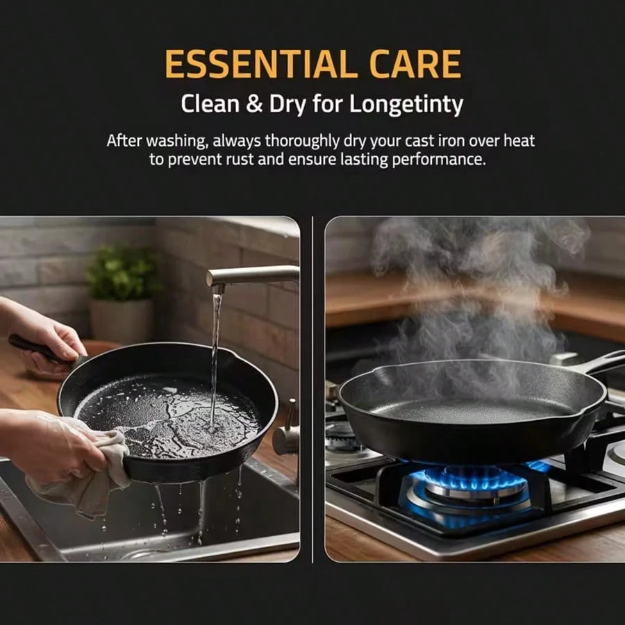 LugoBox 3pcs Bare Cast Iron Skillet Set (6/8/10 Inch)- Heavy-Duty Heirloom-Grade Sand Casting, Seasoning, Stir-Fries, Non-Stick Surface & Oven/Grill/- Even Heat Distribution For Steak, Cornbread, Ba