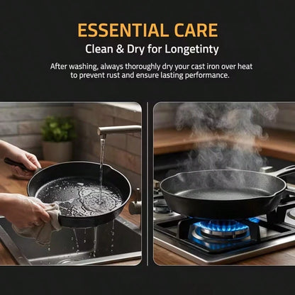 LugoBox 3pcs Bare Cast Iron Skillet Set (6/8/10 Inch)- Heavy-Duty Heirloom-Grade Sand Casting, Seasoning, Stir-Fries, Non-Stick Surface & Oven/Grill/- Even Heat Distribution For Steak, Cornbread, Ba