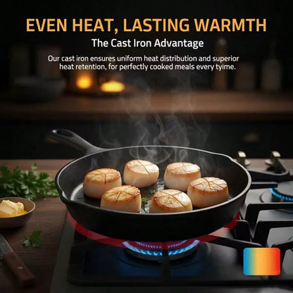LugoBox 3pcs Bare Cast Iron Skillet Set (6/8/10 Inch)- Heavy-Duty Heirloom-Grade Sand Casting, Seasoning, Stir-Fries, Non-Stick Surface & Oven/Grill/- Even Heat Distribution For Steak, Cornbread, Ba