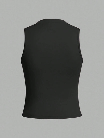 LUNE 3pcs/Set Women's Crew Neck Fitted Tank Top, Suitable For Spring/Summer Basic