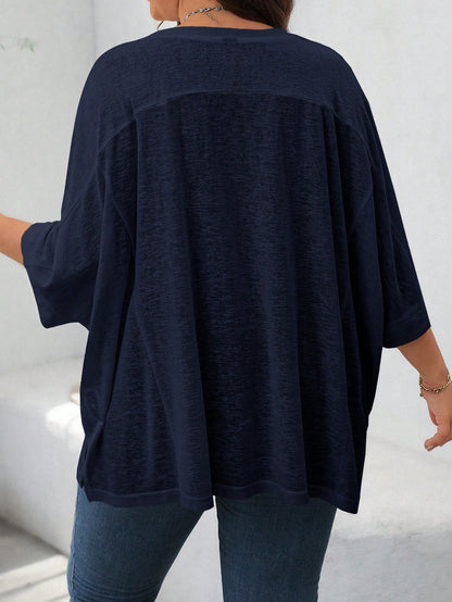 LUNE Casual Loose Basic Short Sleeve T-Shirt, Plus Size, Summer