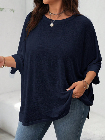 LUNE Casual Loose Basic Short Sleeve T-Shirt, Plus Size, Summer