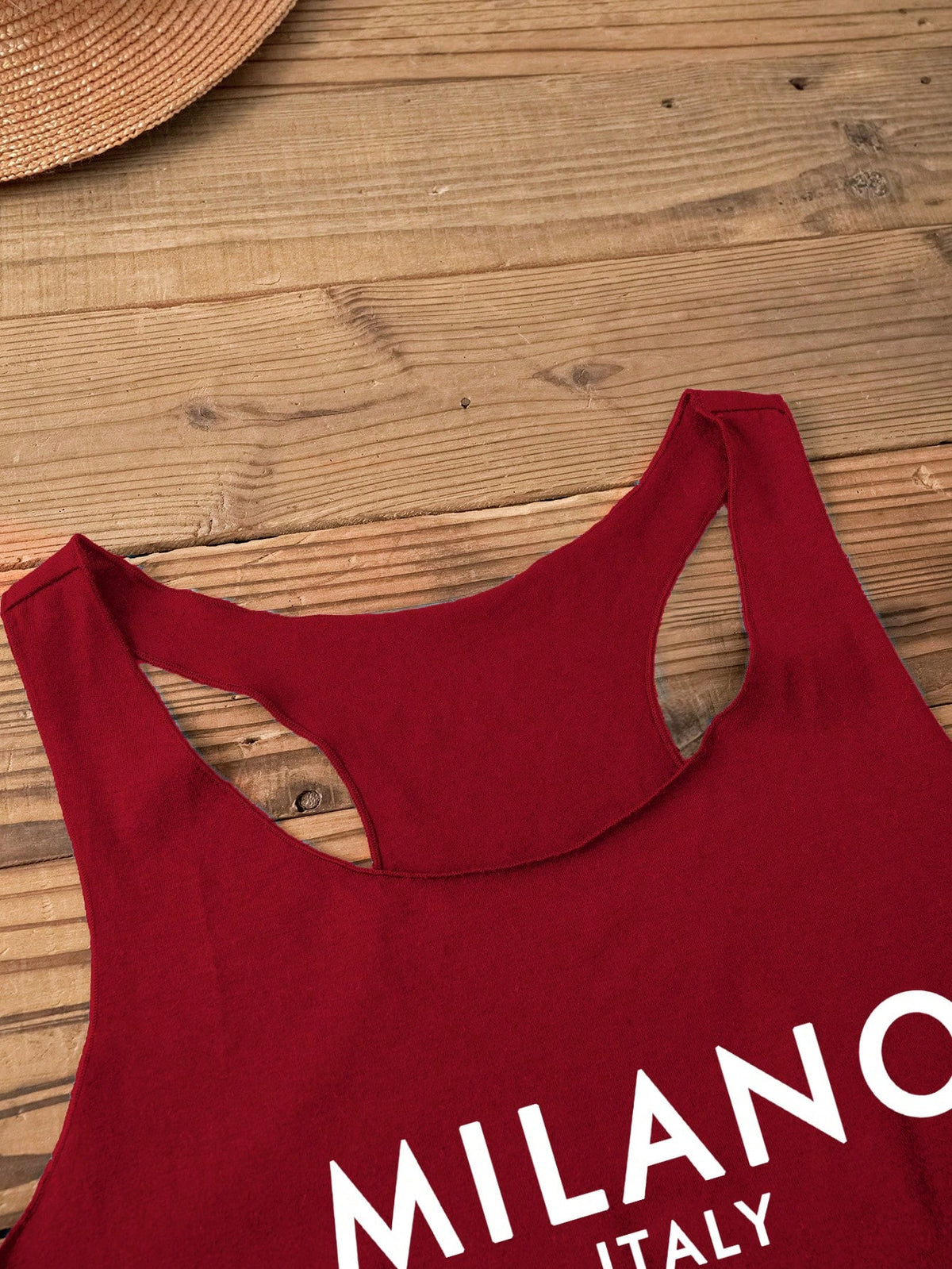LUNE Milano Women Casual Slogan Graphic Round Neck Tank Top, Suitable For Summer,Casual