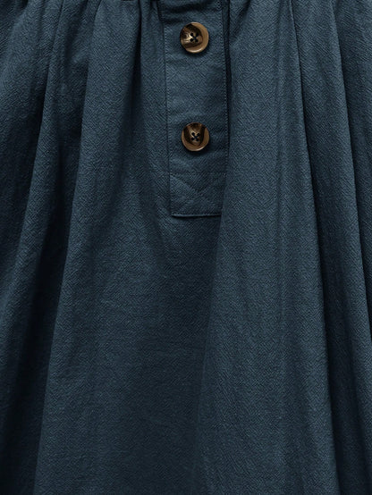 LUNE Paperbag Waist Hidden Pocket Button Detail Skirt,Casual