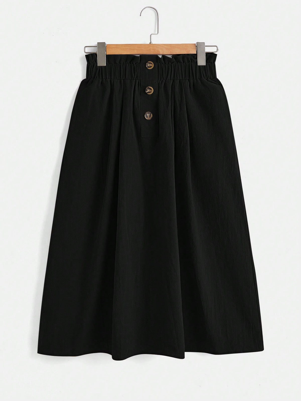 LUNE Paperbag Waist Hidden Pocket Button Detail Skirt,Casual