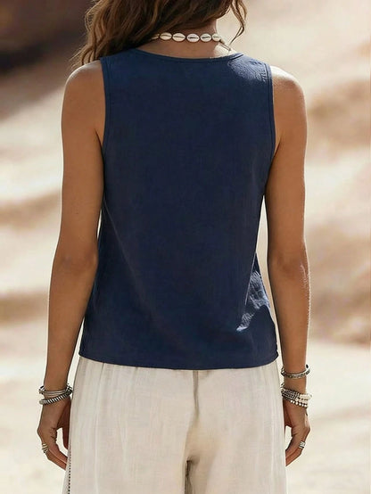 LUNE V-Neck Casual Comfortable Vacation Countryside Relaxed Soft Texture Women Vest Top