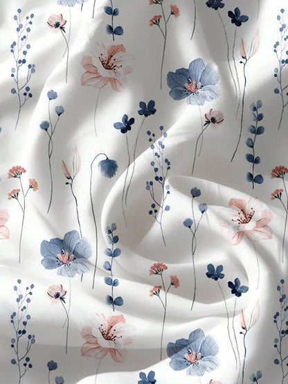 LUNE Women's Watercolor Floral Casual Boho Shirt, Minimalist Style Suitable For Summer Suitable For Going Out Vacation Chic Blouses For Women White Floral