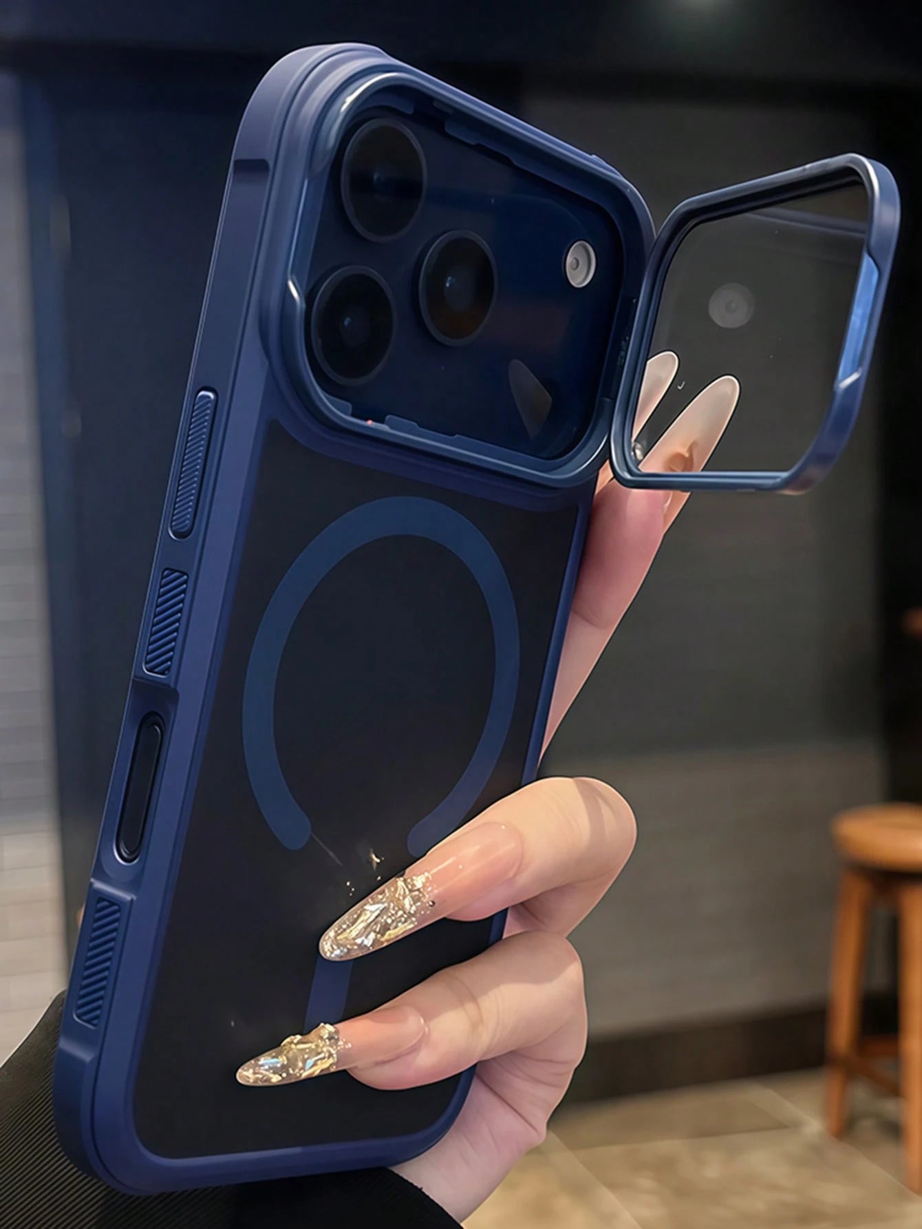 Luxury Magnetic Style Stand Phone Case, Magnetic Lens Frame Phone Case Compatible With IPhone 17 Pro Max/17/16/15/14 Plus/13/12 Pro Max/11, Supports Wireless Charging, Shock-Resistant Armor Frame Tran