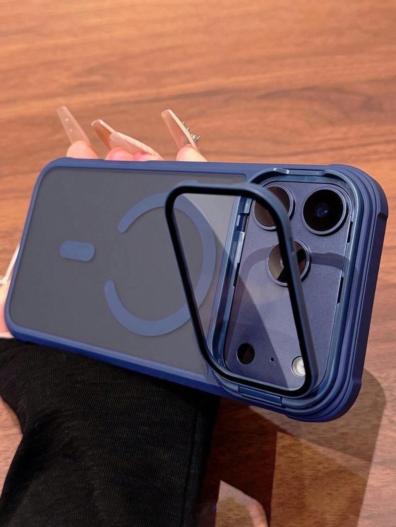 Luxury Magnetic Style Stand Phone Case, Magnetic Lens Frame Phone Case Compatible With IPhone 17 Pro Max/17/16/15/14 Plus/13/12 Pro Max/11, Supports Wireless Charging, Shock-Resistant Armor Frame Tran