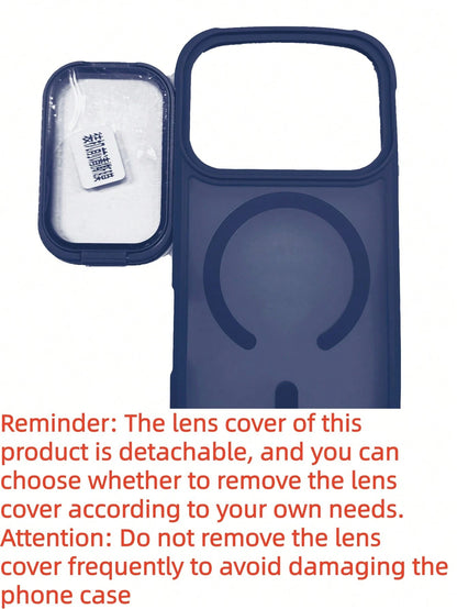 Luxury Magnetic Style Stand Phone Case, Magnetic Lens Frame Phone Case Compatible With IPhone 17 Pro Max/17/16/15/14 Plus/13/12 Pro Max/11, Supports Wireless Charging, Shock-Resistant Armor Frame Tran