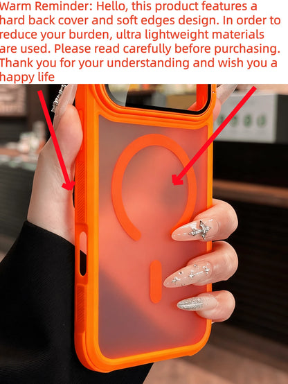 Luxury Magnetic Style Stand Phone Case, Magnetic Lens Frame Phone Case Compatible With IPhone 17 Pro Max/17/16/15/14 Plus/13/12 Pro Max/11, Supports Wireless Charging, Shock-Resistant Armor Frame Tran