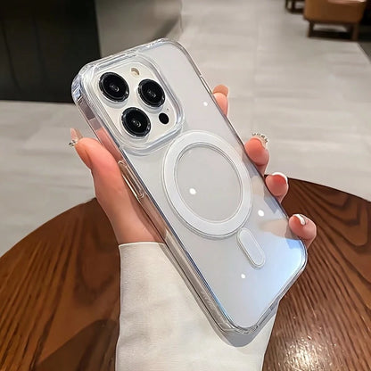Luxury Magnetic Style Transparent Acrylic Wireless Charging Protective Shockproof Case Compatible With 16, 15, 14, 13, 12, 11, 7/8/SE2/SE3, Plus, Pro, Max, Xs Max, XR, X/XS Spring Birthday Party Gift