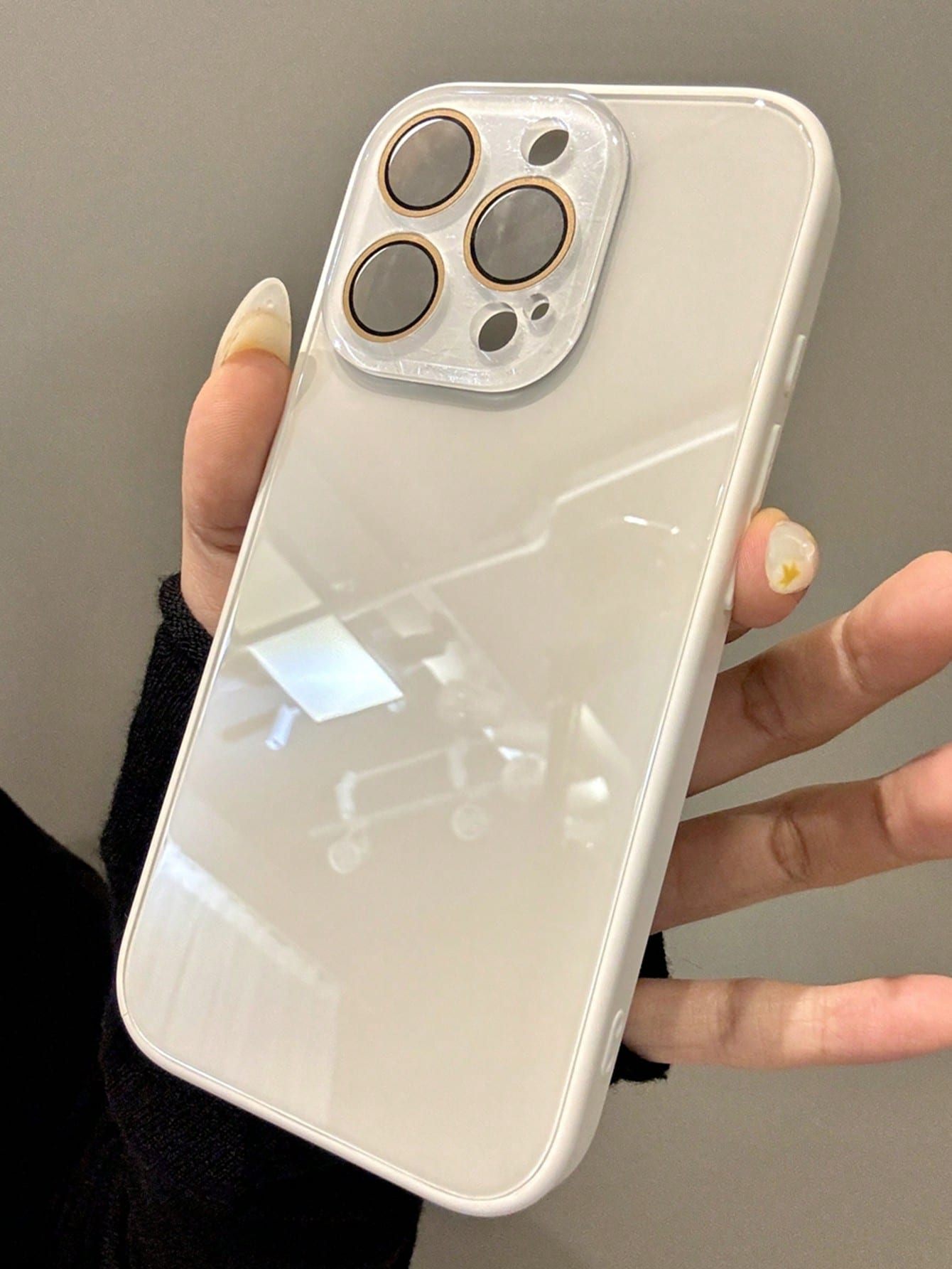 Luxury Solid Color Material Fashion Phone Case Glossy Glass Phone Case Compatible With IPhone 17 Pro Max 16 15 14 13 12 11 Pro Max Lens Protection Anti-Fall Hard Shell Gift Anniversary Spring Birthday