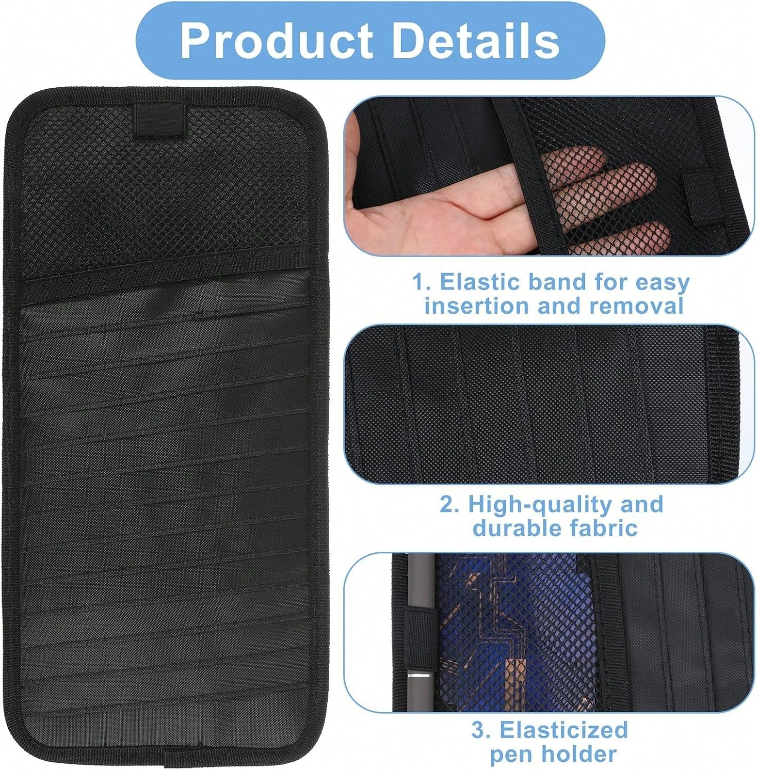 LXUEJIE 1 Pcs Car CD Holder, Car Sun Visor Storage DVD Disc Holders Pocket Case Organizer With 12 DVD Storage Sleeves, One Mesh Pocket, One Pen Holder, And Elastic Strap (Black)