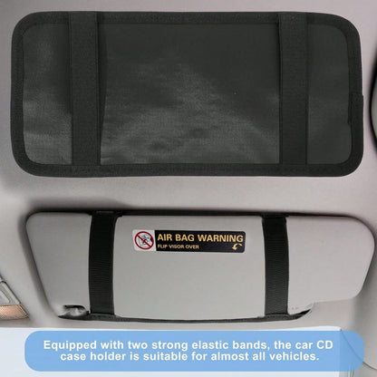 LXUEJIE 1 Pcs Car CD Holder, Car Sun Visor Storage DVD Disc Holders Pocket Case Organizer With 12 DVD Storage Sleeves, One Mesh Pocket, One Pen Holder, And Elastic Strap (Black)