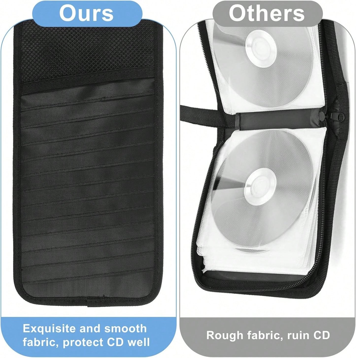 LXUEJIE 1 Pcs Car CD Holder, Car Sun Visor Storage DVD Disc Holders Pocket Case Organizer With 12 DVD Storage Sleeves, One Mesh Pocket, One Pen Holder, And Elastic Strap (Black)