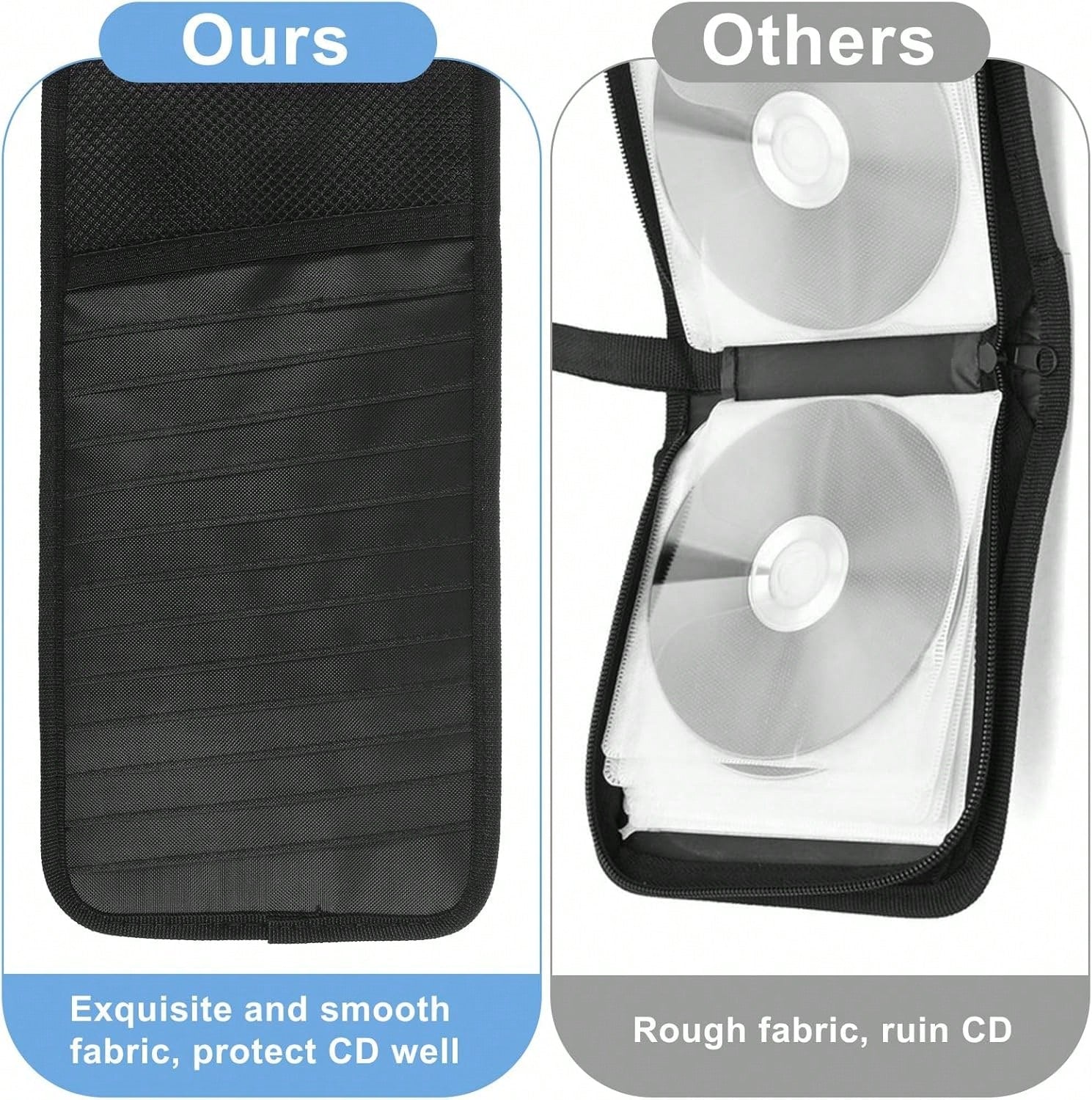 LXUEJIE 1 Pcs Car CD Holder, Car Sun Visor Storage DVD Disc Holders Pocket Case Organizer With 12 DVD Storage Sleeves, One Mesh Pocket, One Pen Holder, And Elastic Strap (Black)