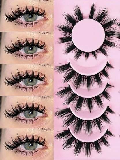 MAANGE 6 Pairs Cartoon False Eyelashes, Long Soft 3D Faux Mink Lashes, Natural Makeup, Gift For Women And Girls, Natural, Ultra-Lightweight, Long-Lasting, Eye-Enlarging, Handmade, Soft, Skin-Friendly