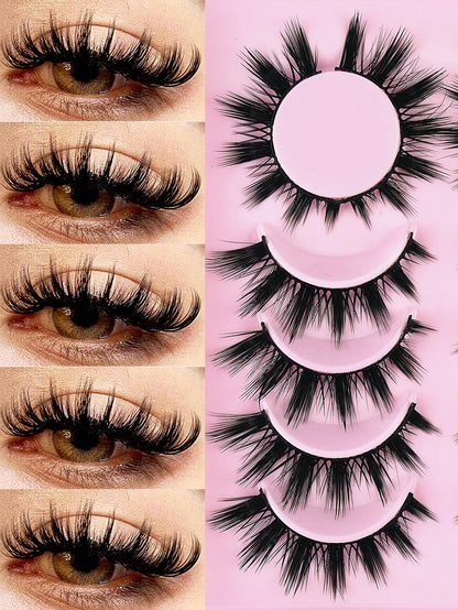 MAANGE 6 Pairs Cartoon False Eyelashes, Long Soft 3D Faux Mink Lashes, Natural Makeup, Gift For Women And Girls, Natural, Ultra-Lightweight, Long-Lasting, Eye-Enlarging, Handmade, Soft, Skin-Friendly