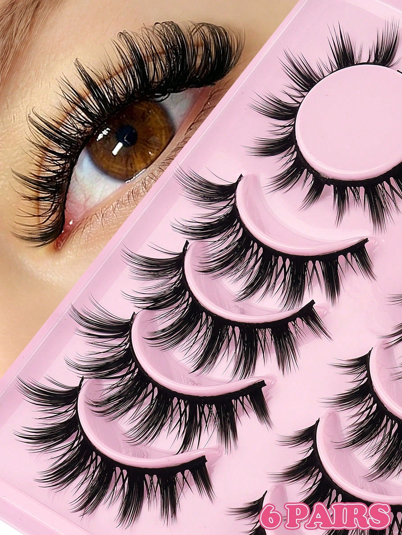 MAANGE 6 Pairs Cartoon False Eyelashes, Long Soft 3D Faux Mink Lashes, Natural Makeup, Gift For Women And Girls, Natural, Ultra-Lightweight, Long-Lasting, Eye-Enlarging, Handmade, Soft, Skin-Friendly