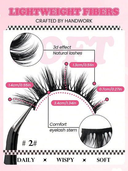 MAANGE 6 Pairs Cartoon False Eyelashes, Long Soft 3D Faux Mink Lashes, Natural Makeup, Gift For Women And Girls, Natural, Ultra-Lightweight, Long-Lasting, Eye-Enlarging, Handmade, Soft, Skin-Friendly