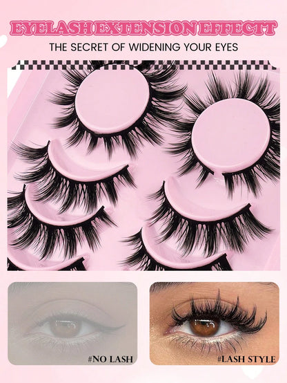MAANGE 6 Pairs Cartoon False Eyelashes, Long Soft 3D Faux Mink Lashes, Natural Makeup, Gift For Women And Girls, Natural, Ultra-Lightweight, Long-Lasting, Eye-Enlarging, Handmade, Soft, Skin-Friendly
