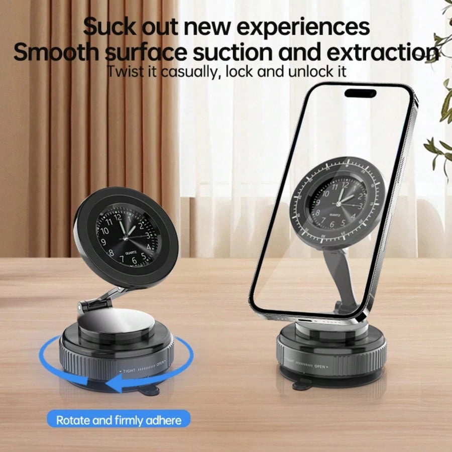 Magnetic 720° Rotating 3-Axis Foldable Car Mount, Strong Suction Cup & Twist Lock Base, Multi-Scenario Stand For Desk, Kitchen, And Smooth Surfaces.