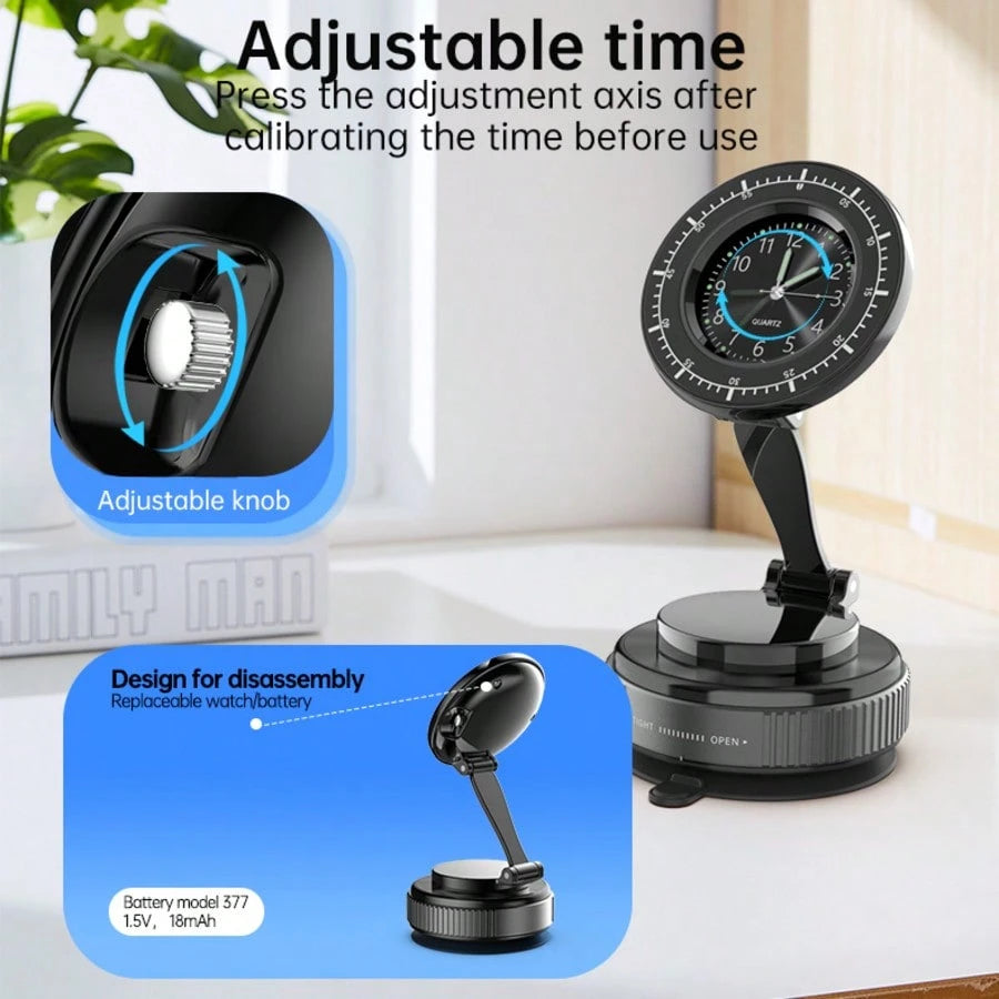 Magnetic 720° Rotating 3-Axis Foldable Car Mount, Strong Suction Cup & Twist Lock Base, Multi-Scenario Stand For Desk, Kitchen, And Smooth Surfaces.