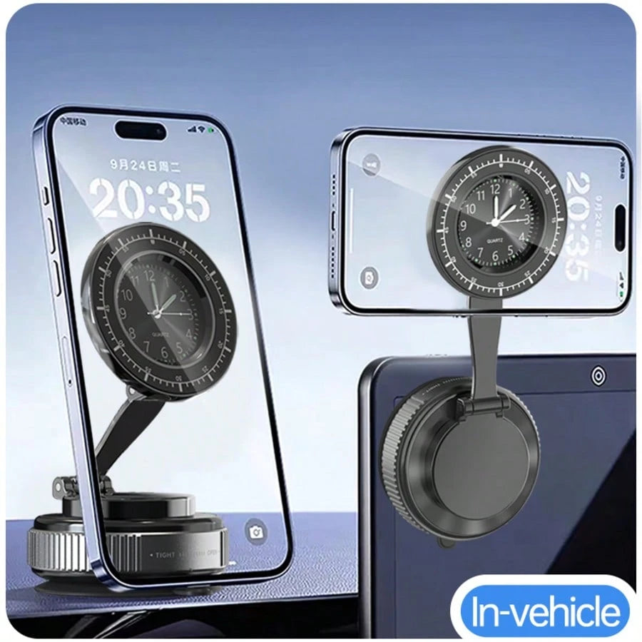 Magnetic 720° Rotating 3-Axis Foldable Car Mount, Strong Suction Cup & Twist Lock Base, Multi-Scenario Stand For Desk, Kitchen, And Smooth Surfaces.
