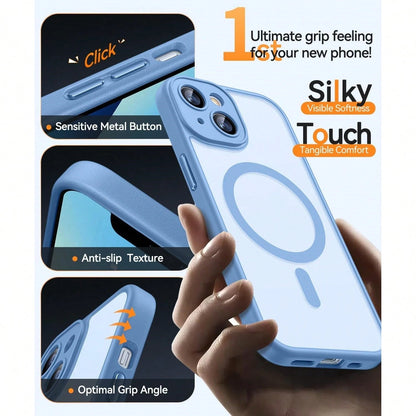 Magnetic Luxury Matte Translucent Armor Shockproof Case Compatible With Iphone 17 16 15 14 13 12 Mini 11 Pro Max Plus Wireless Charge Cover