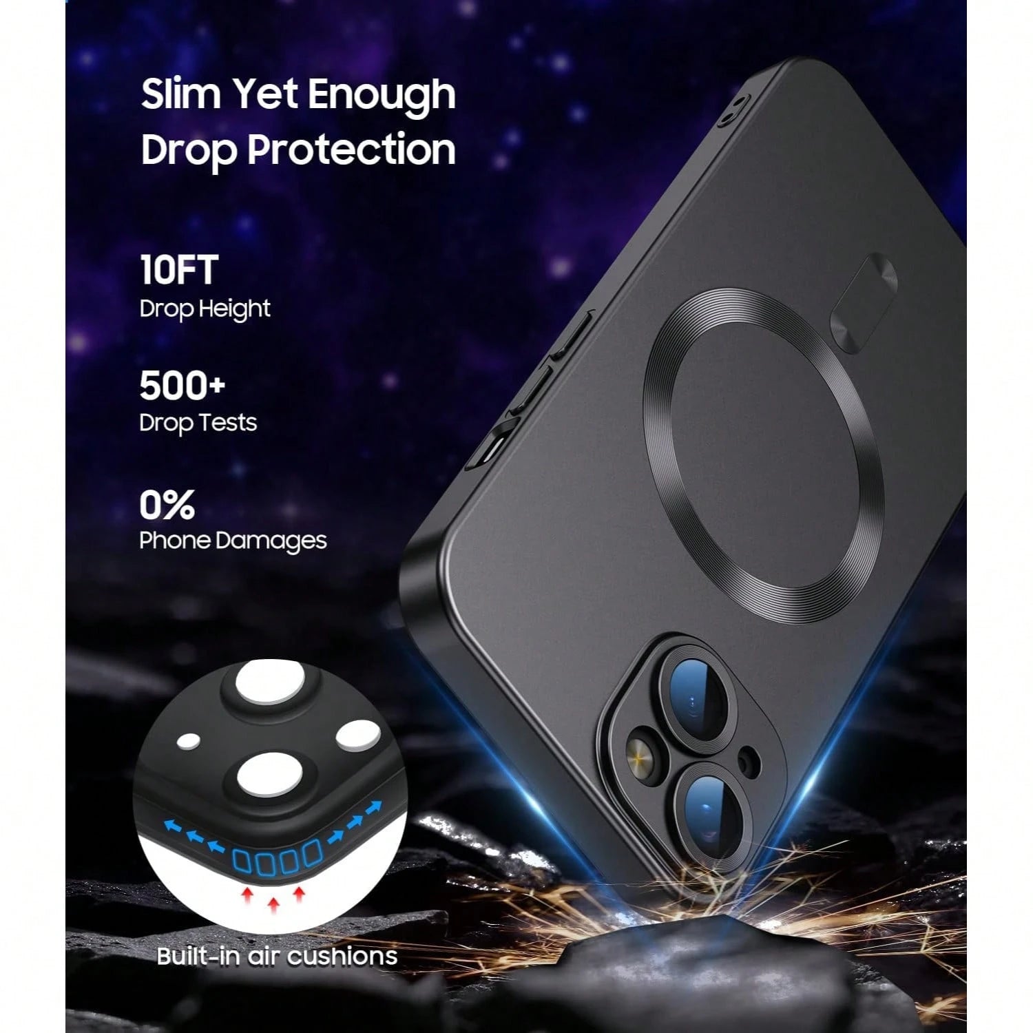 Magnetic Phone Case Compatible With Iphone 13, Built-In Camera Lens Protection, Ultra-Thin Soft Silicone Shockproof Metallic Gloss Phone Case, Also Compatible With IPhone 17 16 15 14 11 12 Pro Max Plu