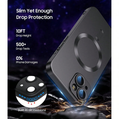 Magnetic Phone Case Compatible With Iphone 13, Built-In Camera Lens Protection, Ultra-Thin Soft Silicone Shockproof Metallic Gloss Phone Case, Also Compatible With IPhone 17 16 15 14 11 12 Pro Max Plu