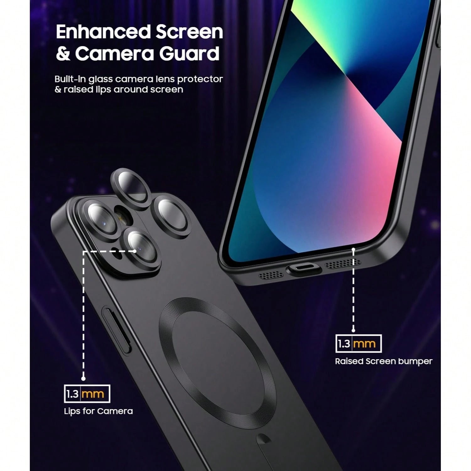 Magnetic Phone Case Compatible With Iphone 13, Built-In Camera Lens Protection, Ultra-Thin Soft Silicone Shockproof Metallic Gloss Phone Case, Also Compatible With IPhone 17 16 15 14 11 12 Pro Max Plu