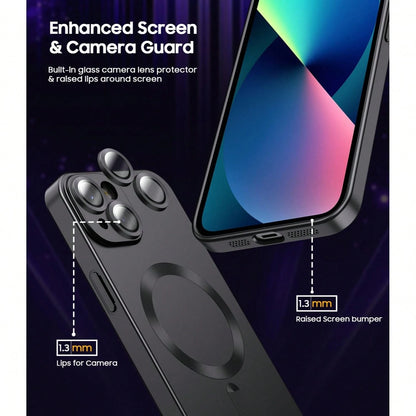 Magnetic Phone Case Compatible With Iphone 13, Built-In Camera Lens Protection, Ultra-Thin Soft Silicone Shockproof Metallic Gloss Phone Case, Also Compatible With IPhone 17 16 15 14 11 12 Pro Max Plu