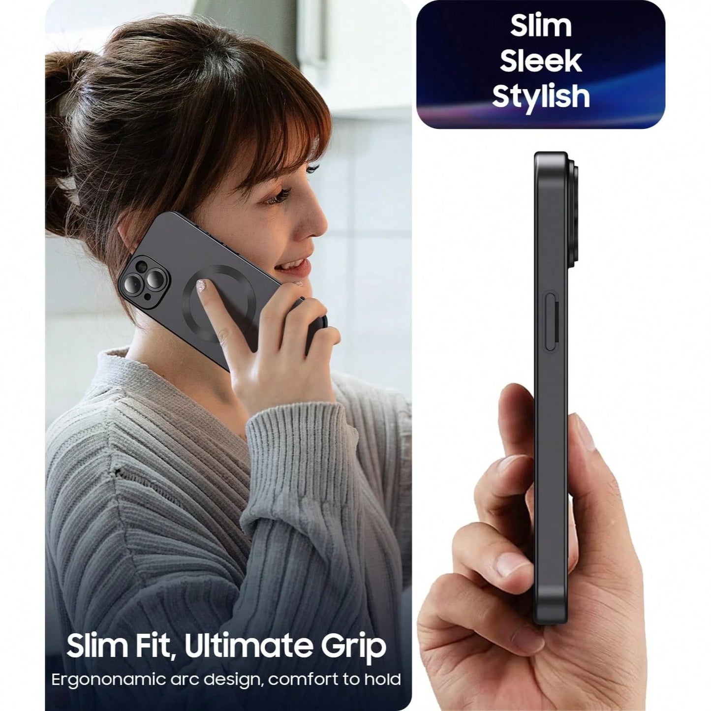 Magnetic Phone Case Compatible With Iphone 13, Built-In Camera Lens Protection, Ultra-Thin Soft Silicone Shockproof Metallic Gloss Phone Case, Also Compatible With IPhone 17 16 15 14 11 12 Pro Max Plu