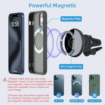 Magnetic Wireless Phone Holder Car Charger Car Mount With Fast Charging Wireless Magnet Car Phone Holder Compatible With IPhone 17/17 Pro/17 Pro Max/17 Plus/Air/16/16 Pro/16 ProMax/16 Plus15/15 Pro/15