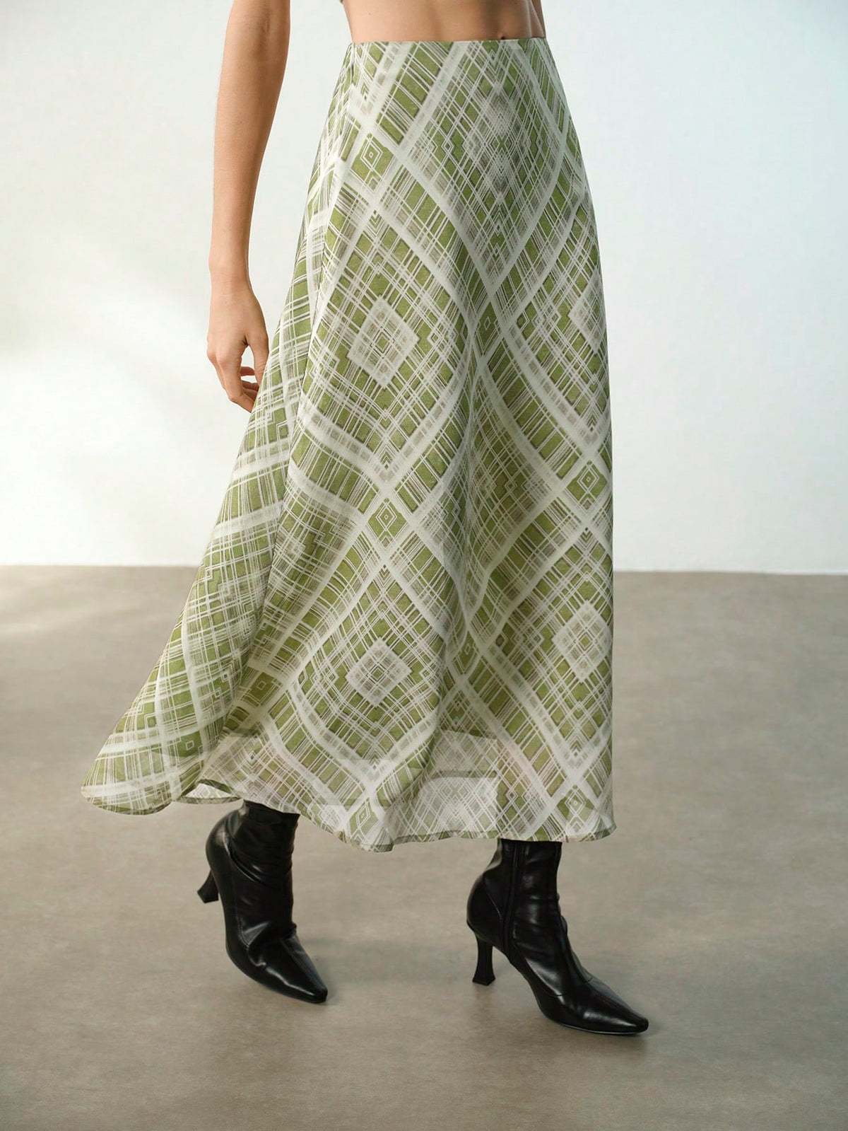 Maija Women's Elegant Brown Maxi Skirt With Smooth Plants Pattern Woven Fabric Semi-Sheer Straight Fit,Going Out Outfits