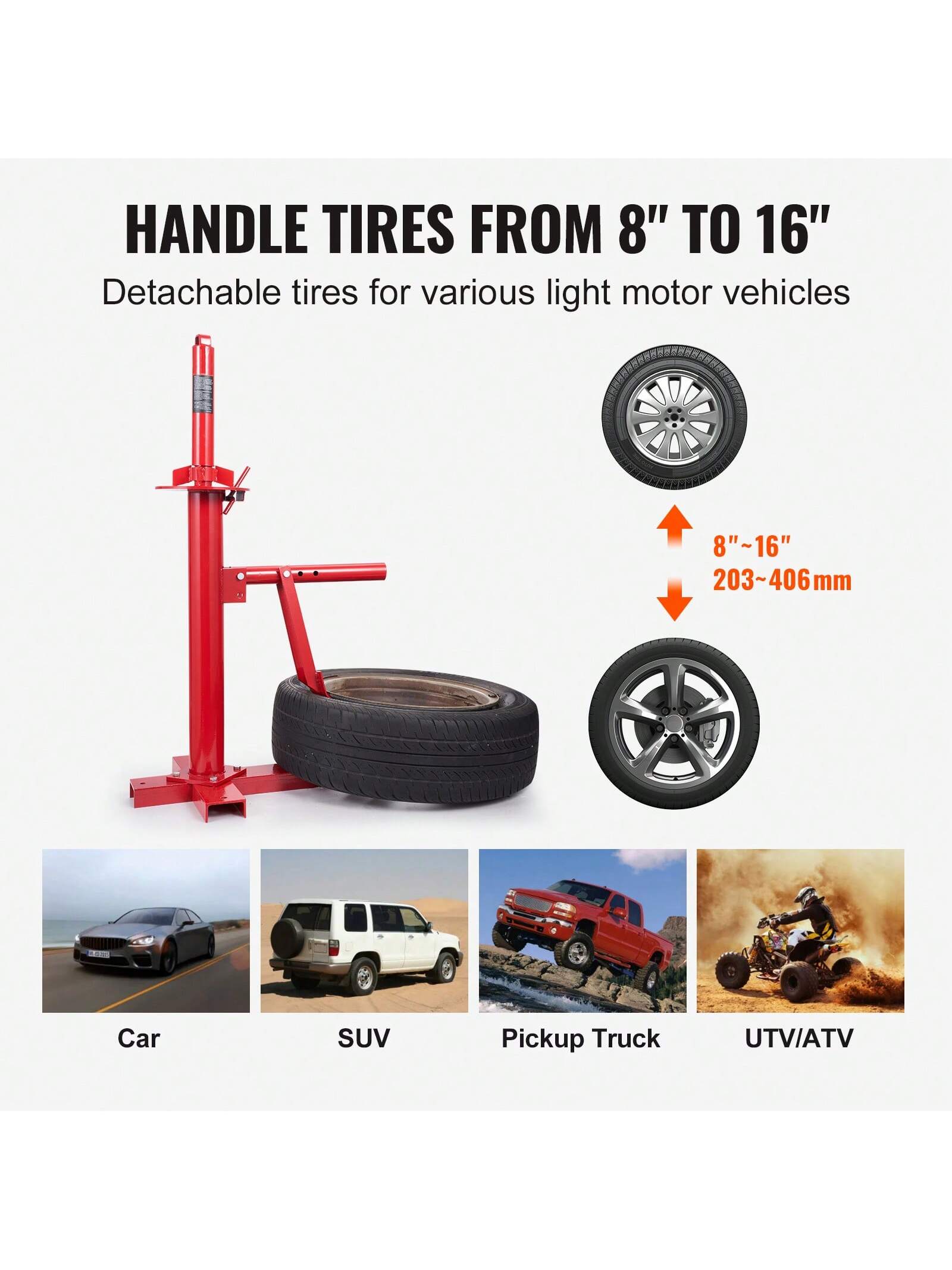 Manual Tire Changer, Tire Mount Demount Tool, Truck Tire Changer Mount Demount 22.5-24.5 In Radial Bias Ply/Tubeless Tire, With Extra Keeper, Tubeless Truck Bead Breaker, 3 PCS Tire Changing Tools, Co